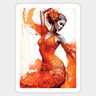 Flamenco Dancer - Watercolor Orange Sticker